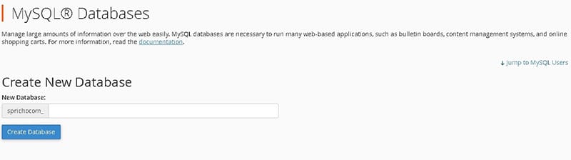 create name for database