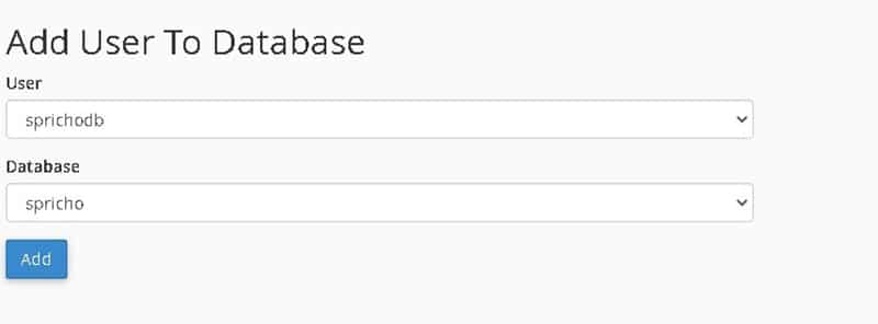 create user in cpanel database