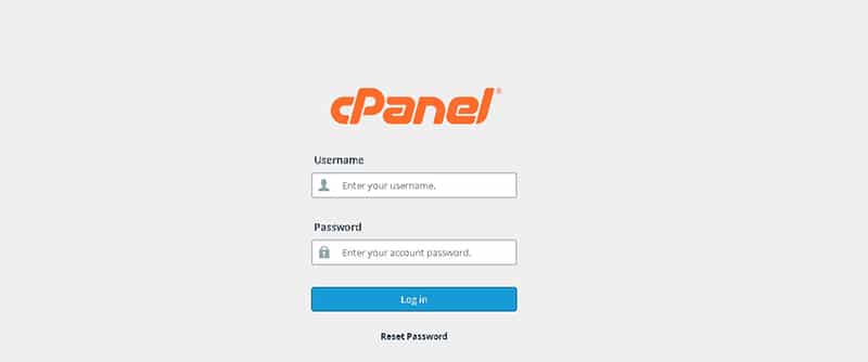 login to cpanel